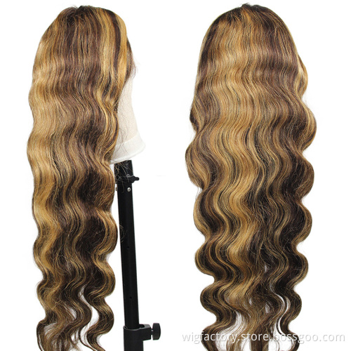 Factory Wholesale 150% 180% density t part lace wig, human hair wigs lace front 4/27, glueless human hair 4/27 wigs